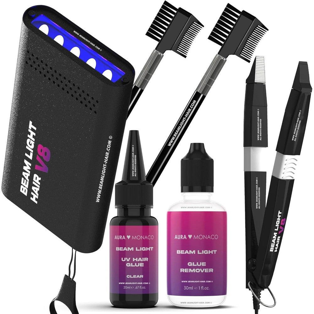Aura Monaco Beamlight System V8 premium hair extension kit front view