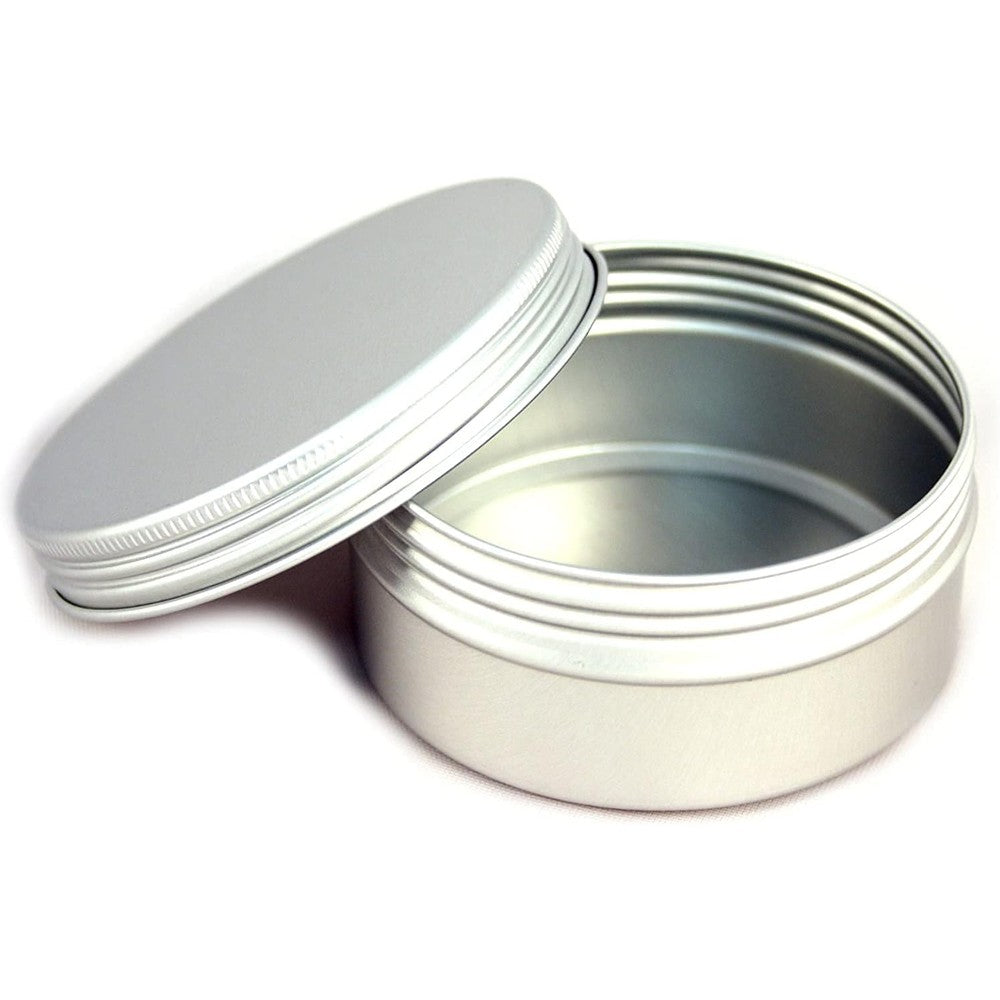 West Coast Shaving aluminum screw top tin front view for shaving soaps