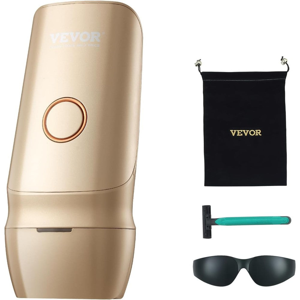 Vevor IPL hair removal device front view with gold finish
