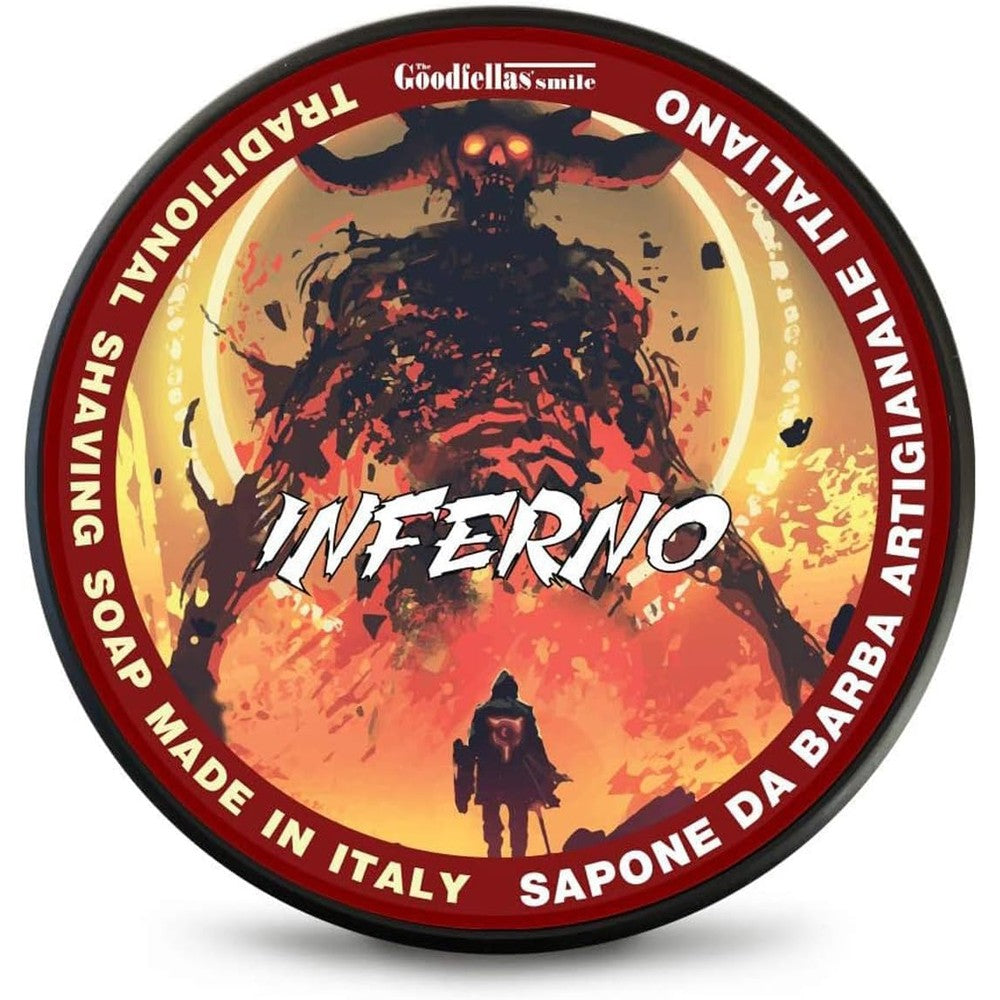 The Goodfellas Smile Inferno Italian shaving soap tub front view