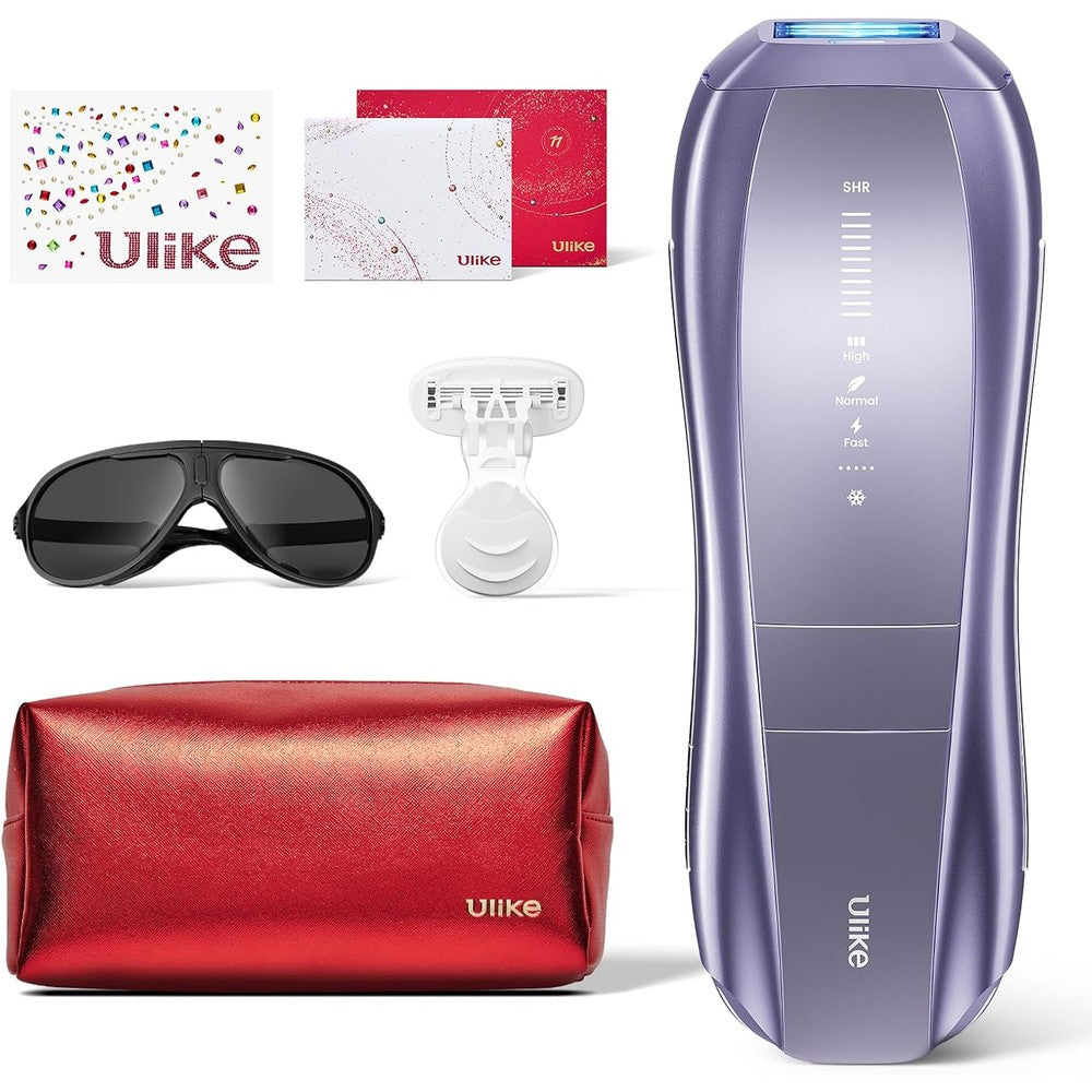 Ulike Air 10 IPL hair removal device front view with accessories