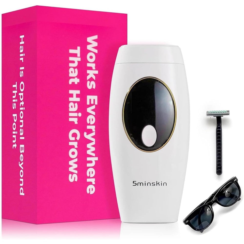 5minskin Hair Laser Removal Handset 2.0 IPL front view showing sleek modern design for at home grooming.