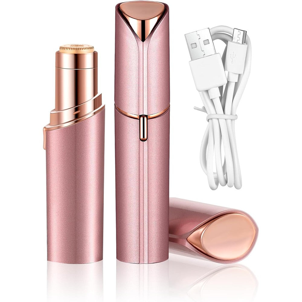 Bikurpia mini facial hair removal epilator front view showing rose red finish and sleek design.