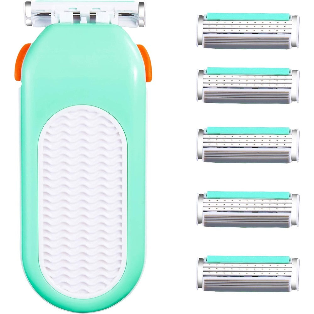 Tukomios Domon Dolly womens portable razor front view showcasing kiwi green color