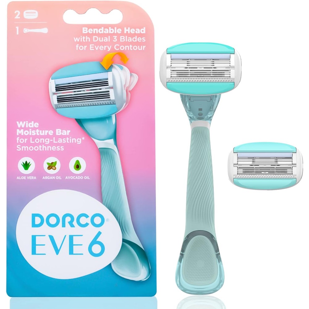Dorco EVE6 women razor system front view with handle and two blade refills