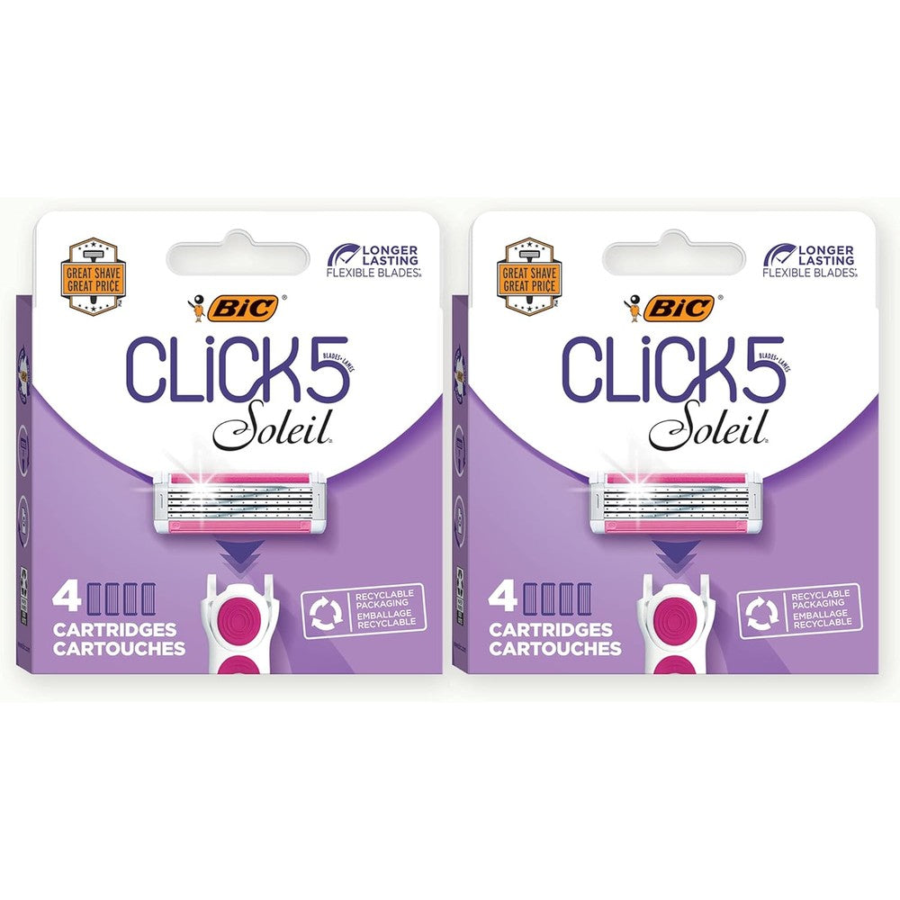 BIC Click 5 Soleil women's razor refills front view pack of eight