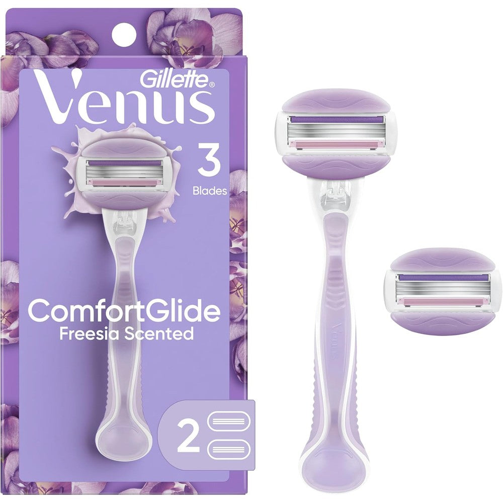 Gillette Venus ComfortGlide Freesia women's razor handle and 2 refills