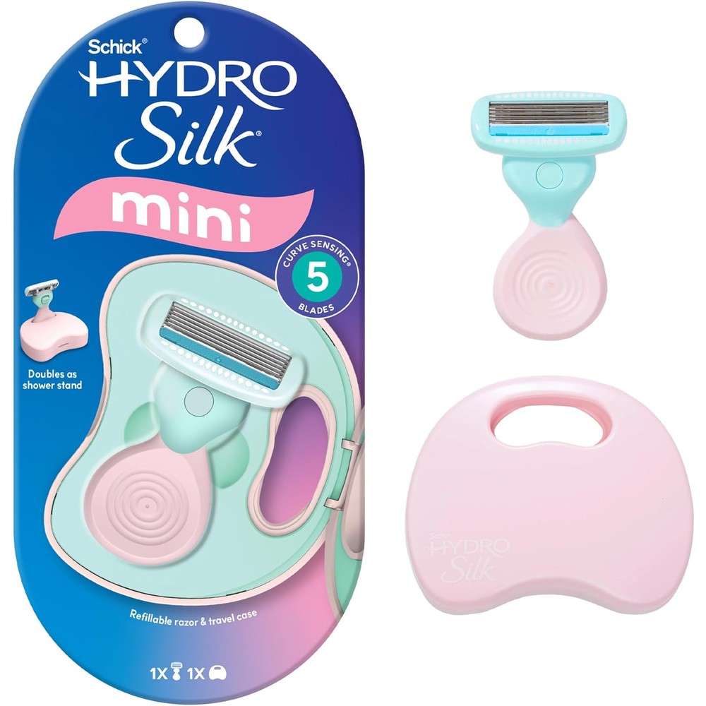 Schick Hydro Silk Mini Razor for Women authentic five blade travel shaving kit front view