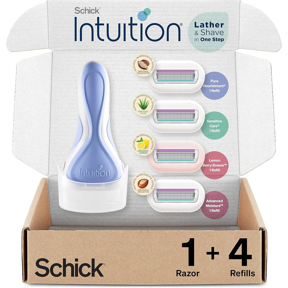 Intuition Schick Razors Variety Pack front view with handle and refills