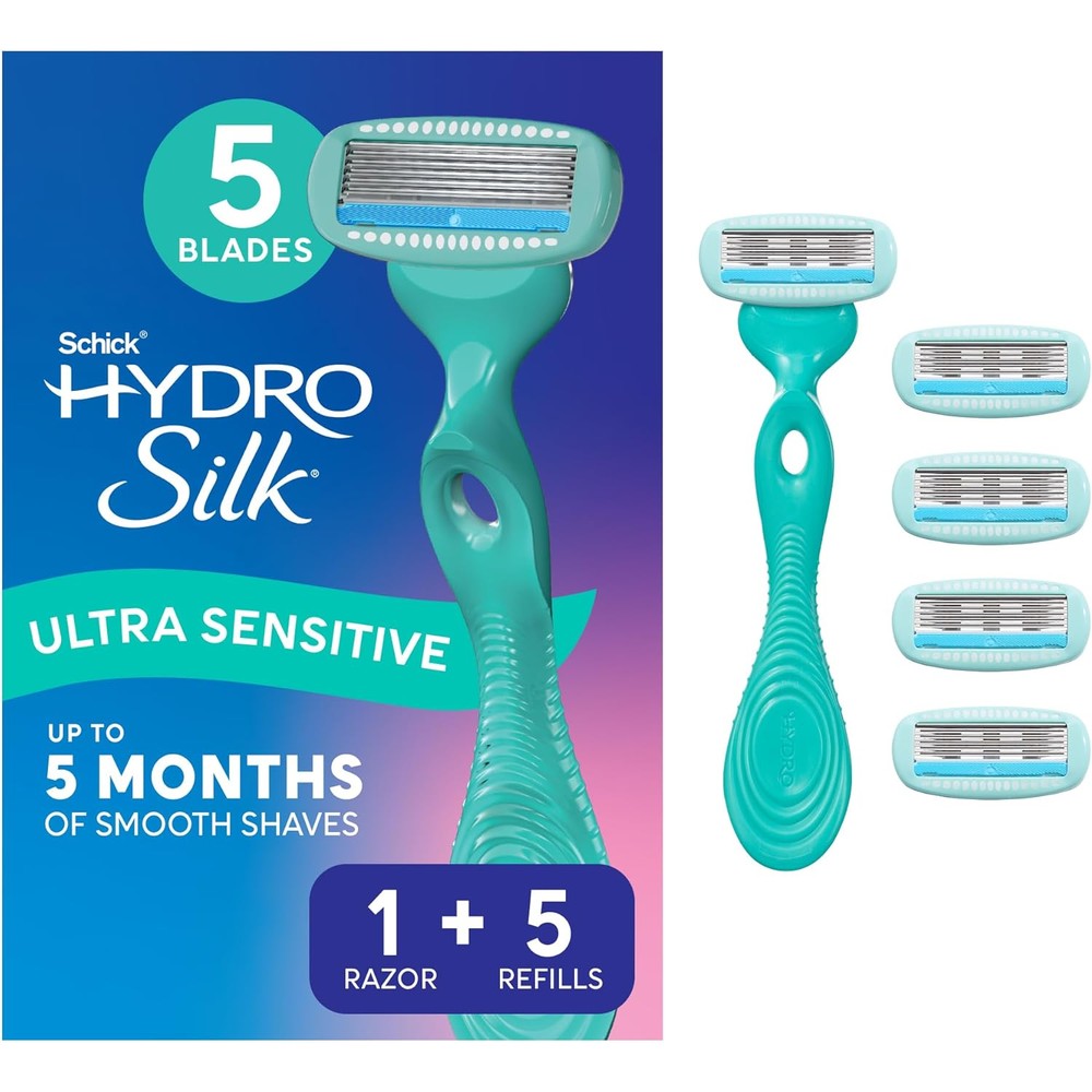 Schick Hydro Silk Ultra Sensitive Razor handle and refill kit front view
