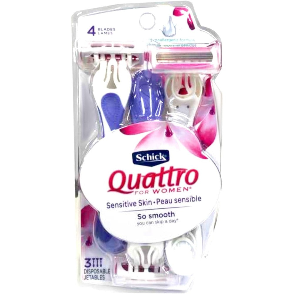 Schick Quattro for Women Disposable Sensitive Skin front packaging view