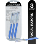 About Face Pro-Premium Facial Razors front view packaging showing three beauty groomers