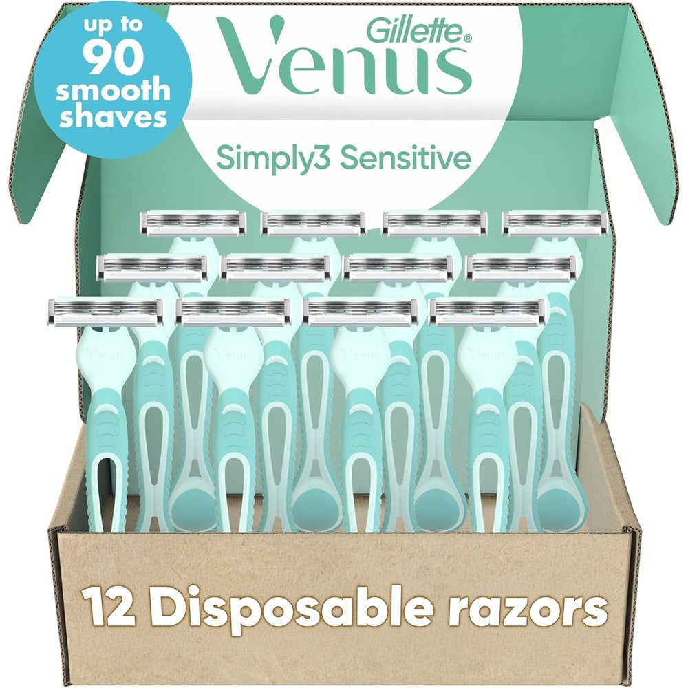 Gillette Venus Simply 3 Sensitive disposable razors front packaging view