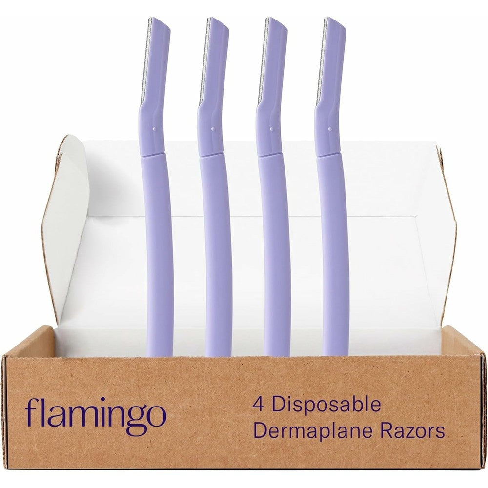 Flamingo Disposable Dermaplane Razor front view of the lilac facial hair remover