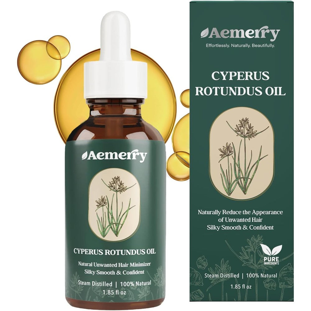 Aemerry Cyperus Rotundus Oil front view bottle for natural hair inhibition