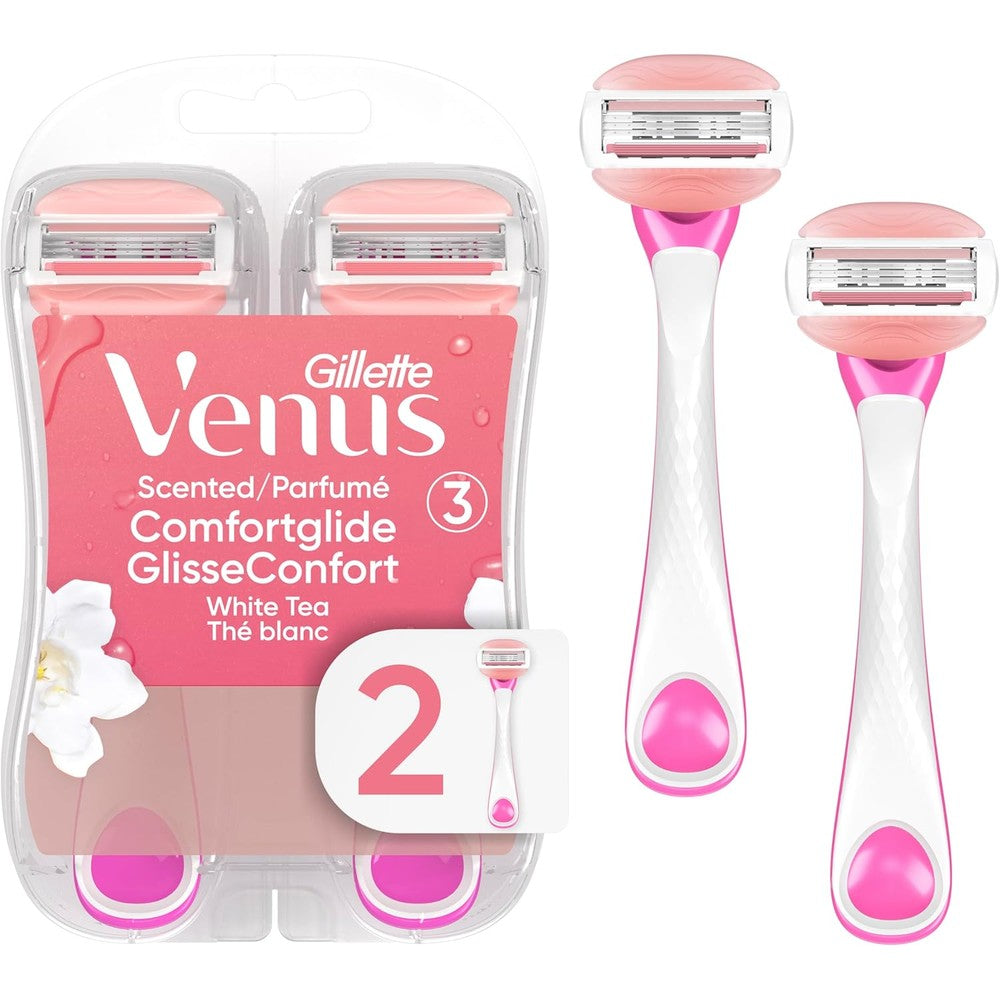 Gillette Venus ComfortGlide disposable razors for women with white tea moisture bars