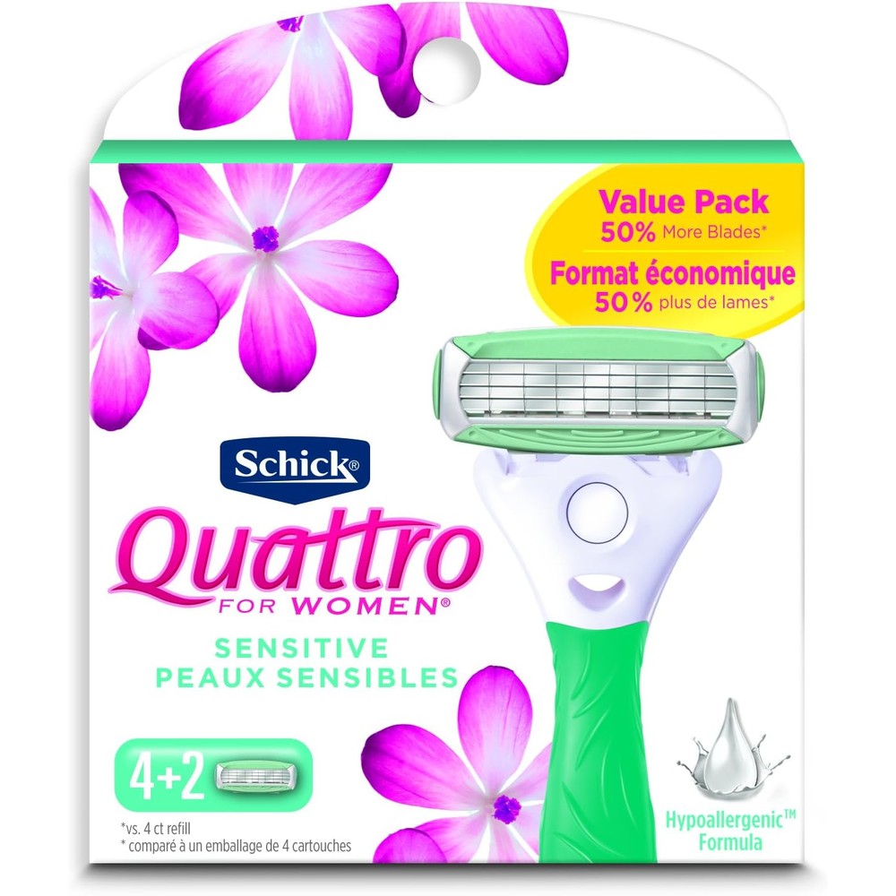 Schick Quattro Ultra Smooth Razor Blade Refills for Women front retail packaging