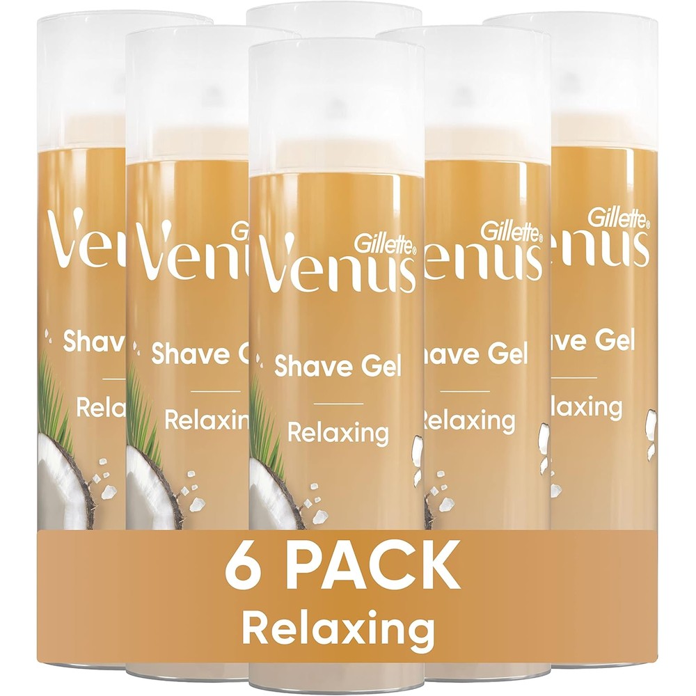 Gillette Venus Relaxing Coconut Shave Gel 6 pack front view