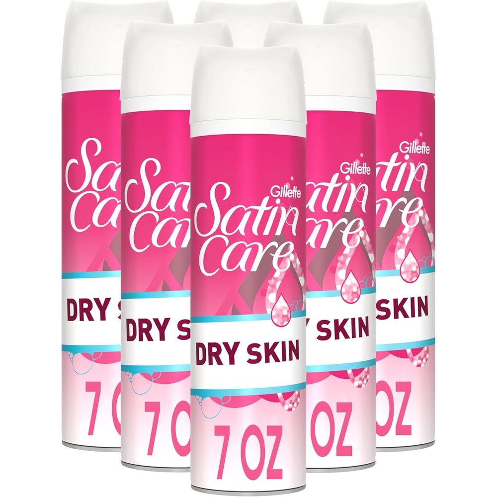 Gillette Venus Satin Care Dry Skin Shave Gel six pack front view