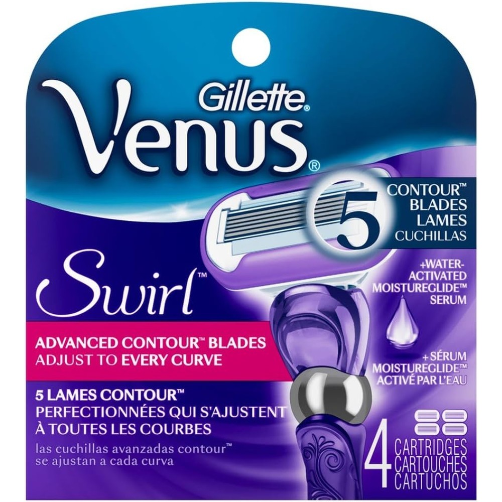 Gillette Venus Womens Swirl razor refill cartridges double pack front view showing premium authentic packaging