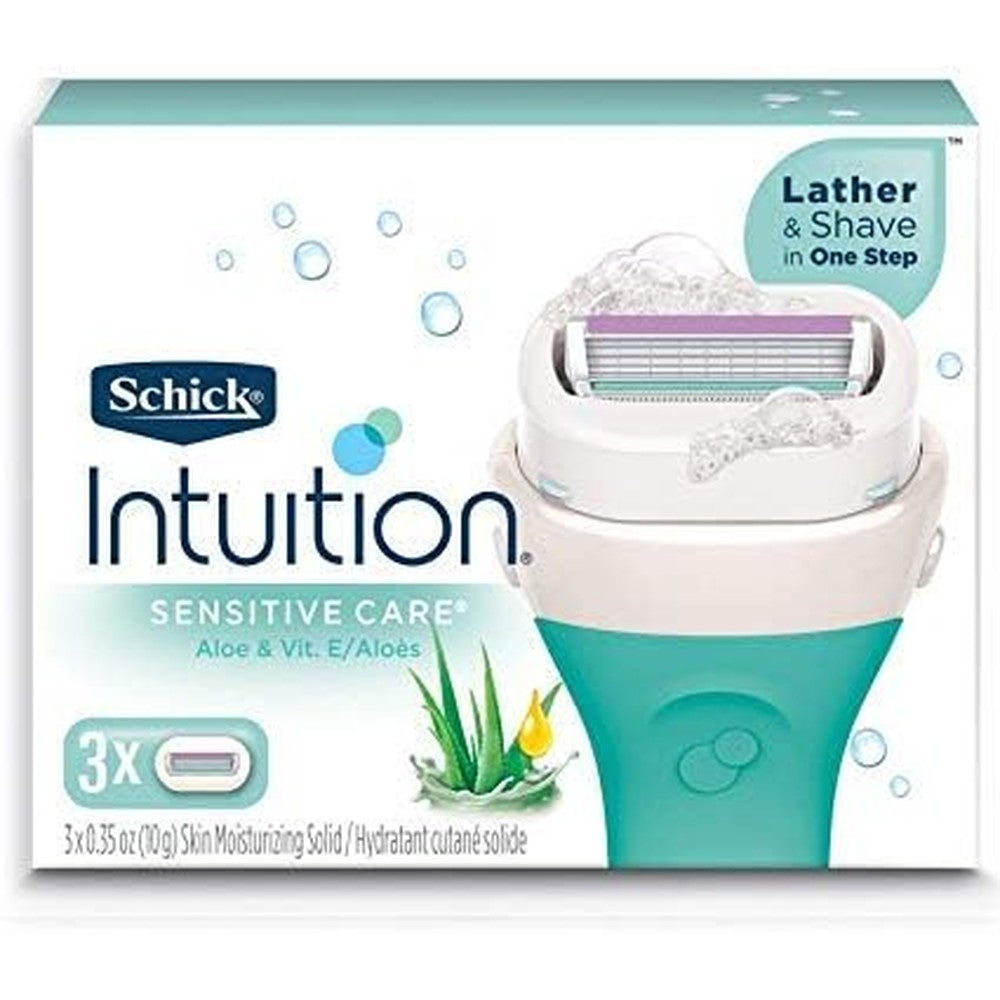 Schick Intuition Sensitive Care razor blade refills 12 count front view packaging