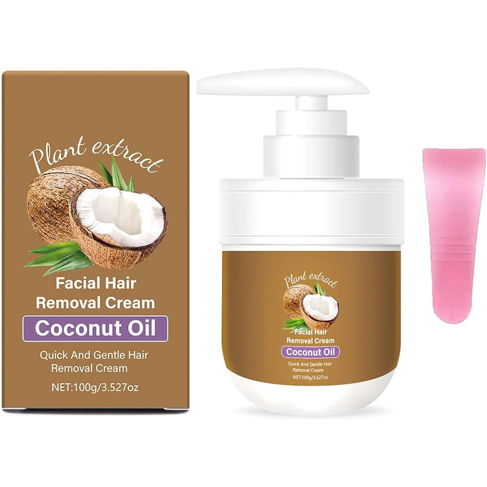 RUESY ROSINO Coconut Oil Facial Hair Removal Cream front view of the packaging tube showing coconut and peach details