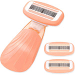Keropy women's travel razor front view showing the compact orange handle and 5-blade cartridge.