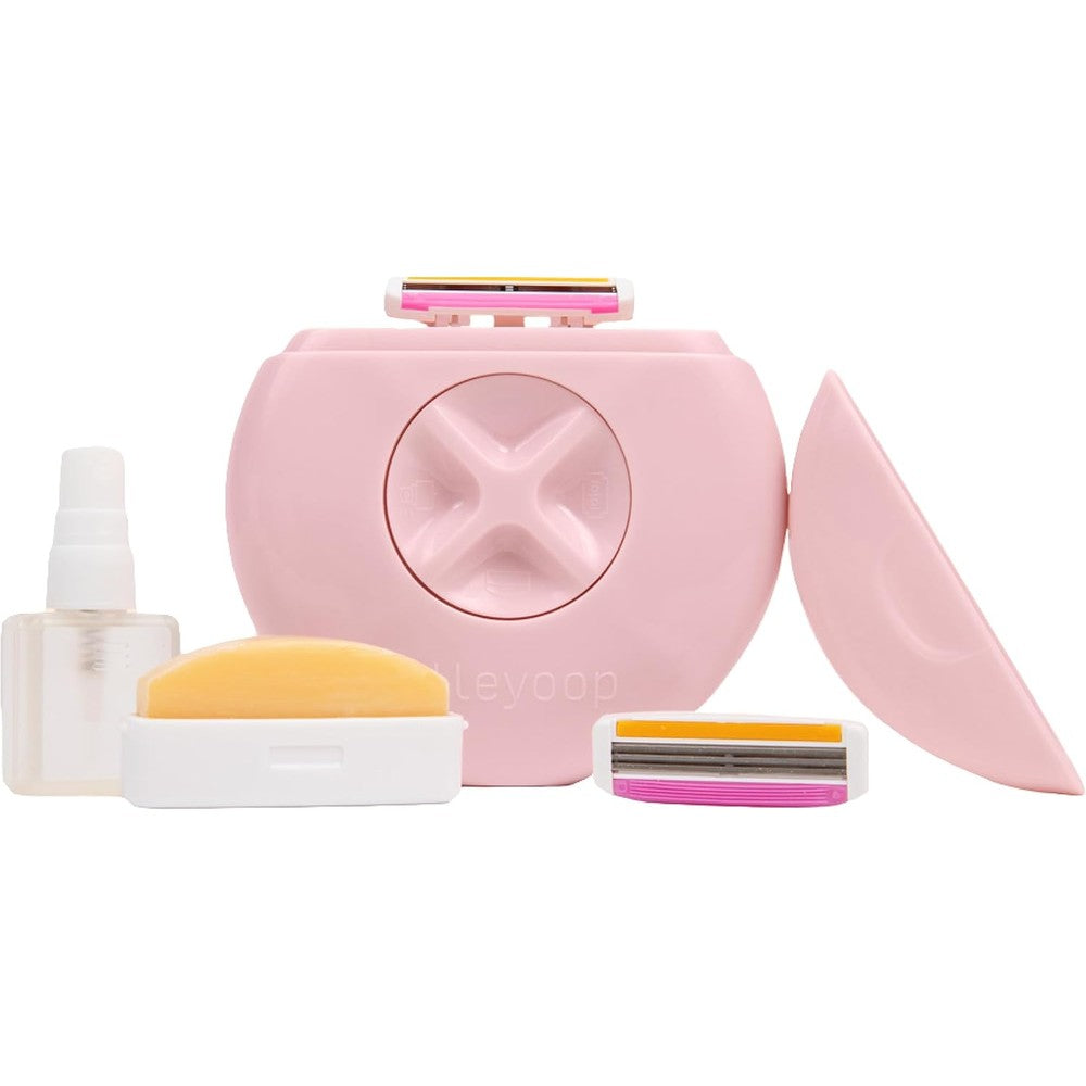 Alleyoop Portable Travel Razor for women front view in dusty pink color casing