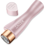 Cidbest Zaccer painless facial hair remover in rose gold front view showing sleek cylindrical design.