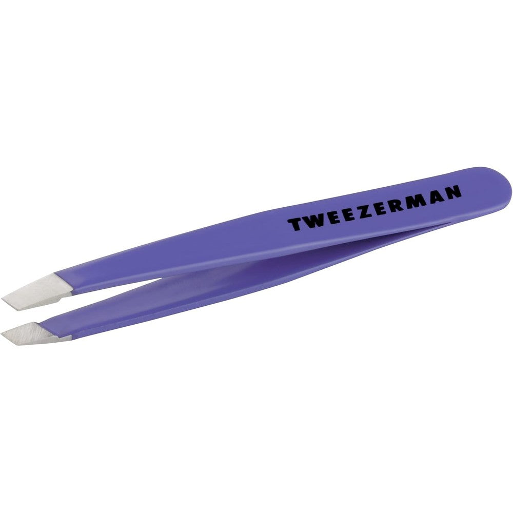 Tweezerman Mini Slant Travel Tweezers front view in Blooming Lilac purple color