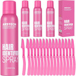 Arstech hair identifier spray kit front packaging showing four spray cans and sixteen pink razors