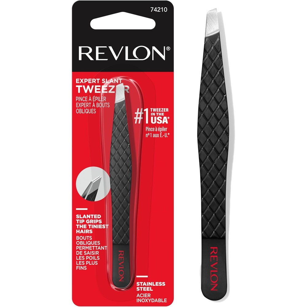 Revlon Expert Slant Tip Tweezer front view of professional hair removal tool