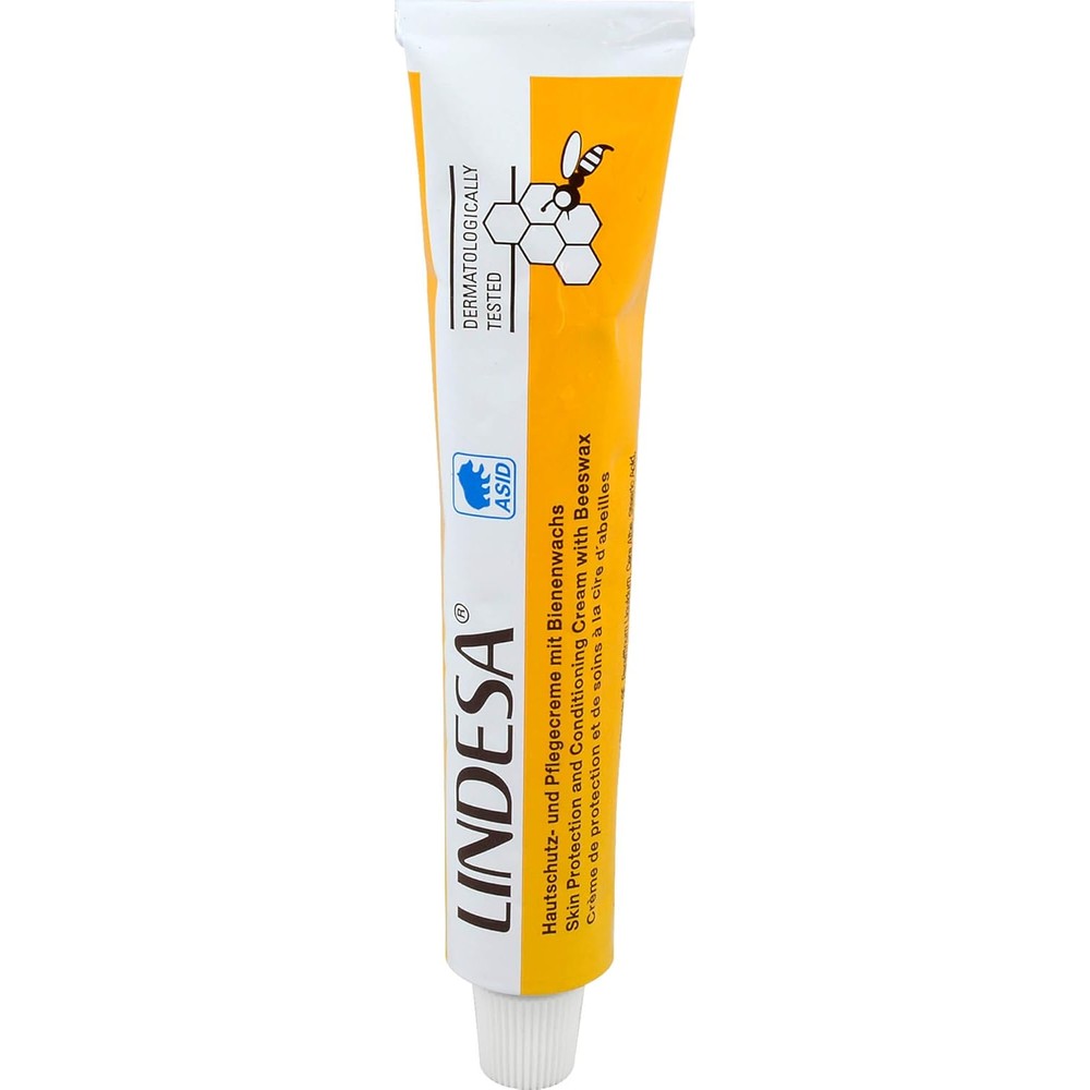 Lindesa organic pure unrefined unfiltered beeswax 500 Grams block front view for DIY cosmetics