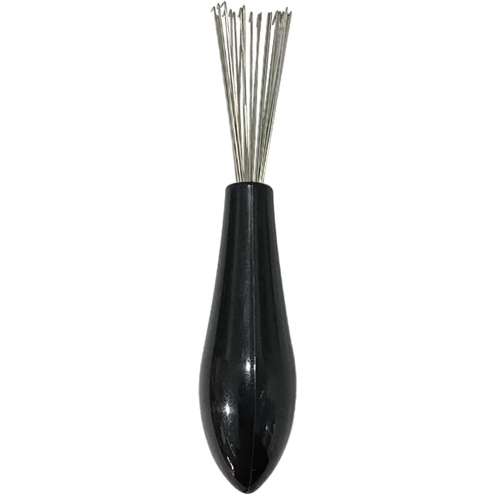 Lanema comb hair brush cleaner front view showing black plastic handle and metal wire prongs.