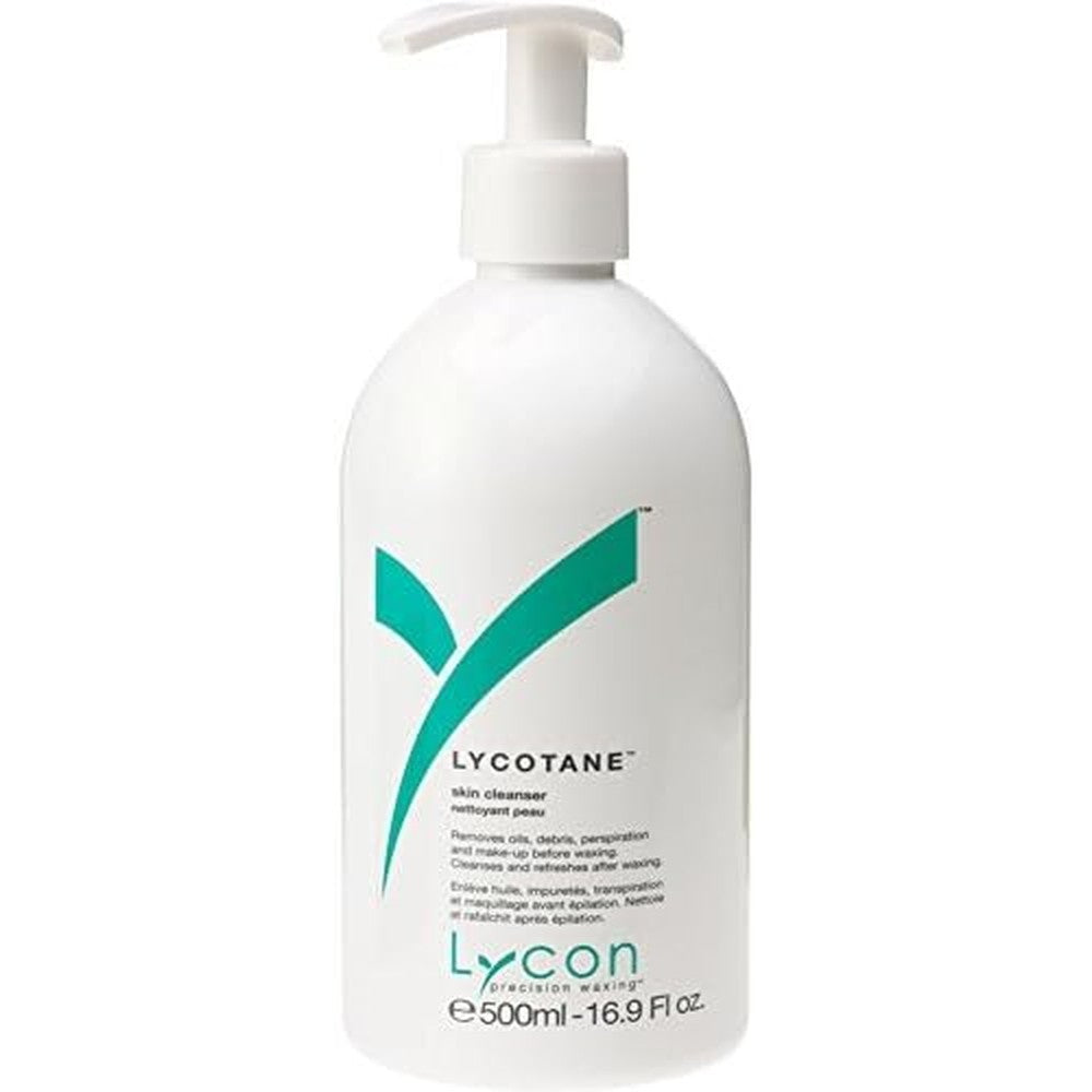 Lycon Lycotane Skin Cleanser with Jasmine and Chamomile 17 Ounce front view professional pre and post wax solution bottle.
