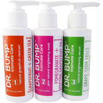 Dr. Bump Intimate Care 3 Step Natural Between Waxing Treatment Kit front view showing three premium bottles for intimate skincare routine