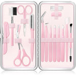 NXPPYY eyebrow kit front view showing seventeen grooming tools arranged neatly in an open storage case