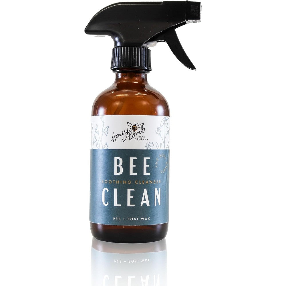 Honeycomb Wax Company Professional BeeClean Pre and Post Cleanser eight ounce front view showing amber spray bottle packaging.