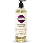 Dermwax PreWax Cleanser Solution 16 Ounce clear bottle with pump dispenser front view highlighting skin preparation formula