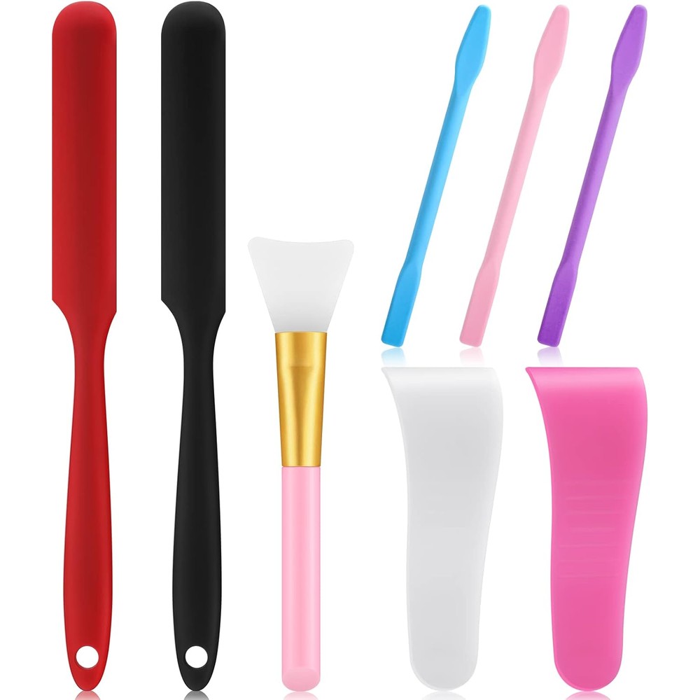 Potchen hair waxing removal tools kit front view showing eight pieces of reusable silicone spatulas and sticks