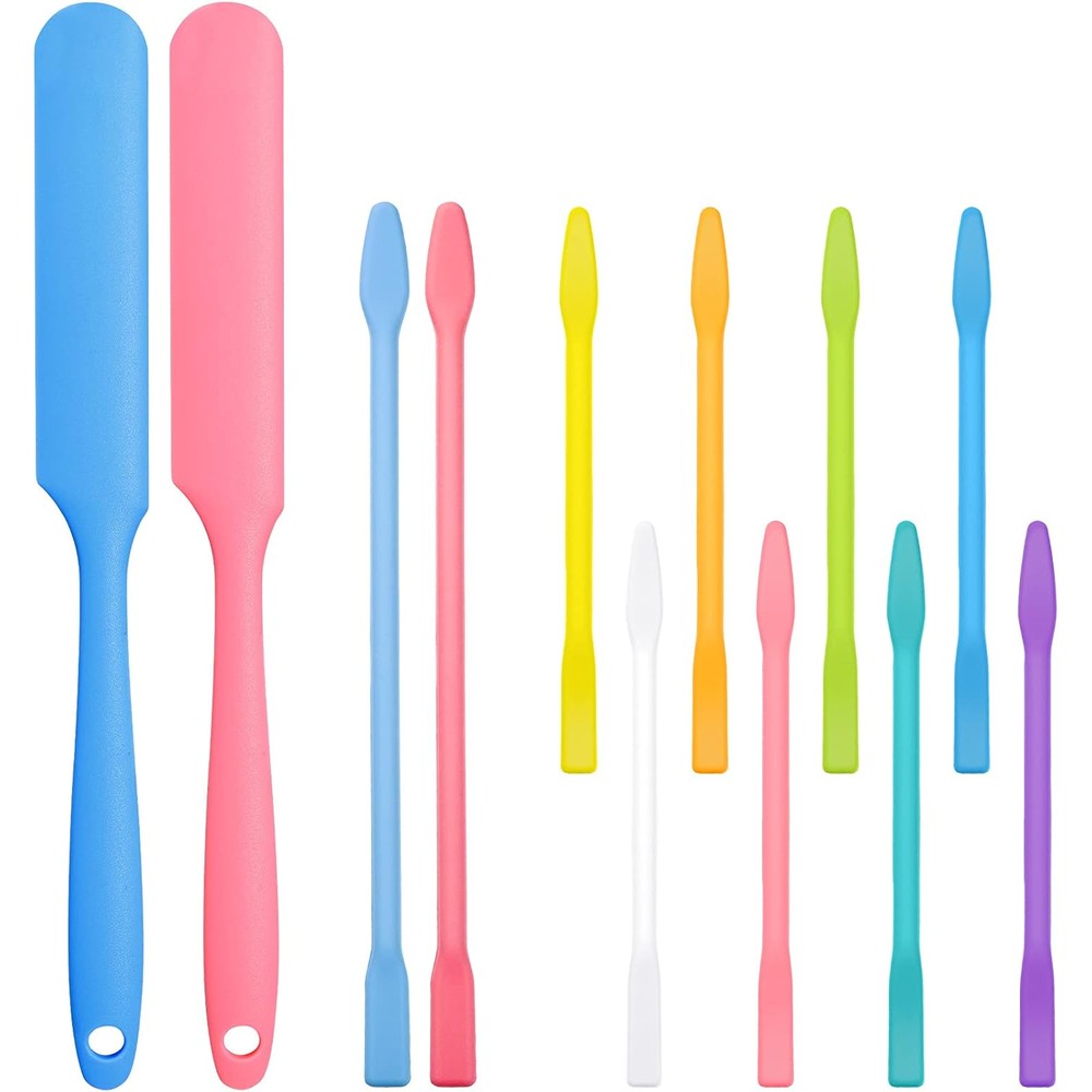 Patelai 12 Pieces Silicone Waxing Spatulas front view showing various colors and sizes