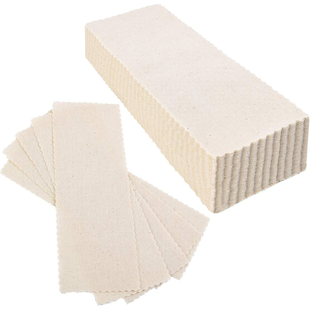 Maitys 100 Pieces Muslin Epilating Strips front packaging view showing white precut cotton waxing cloth