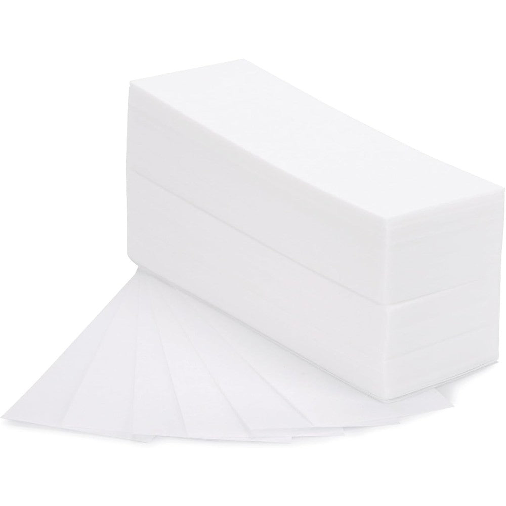 BTYMS non woven wax strips 200 count pack front view showcasing premium white epilating sheets for hair removal.