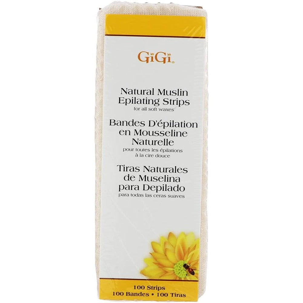 Gigi Natural Muslin Small Epilating Strips 100 count pack front view