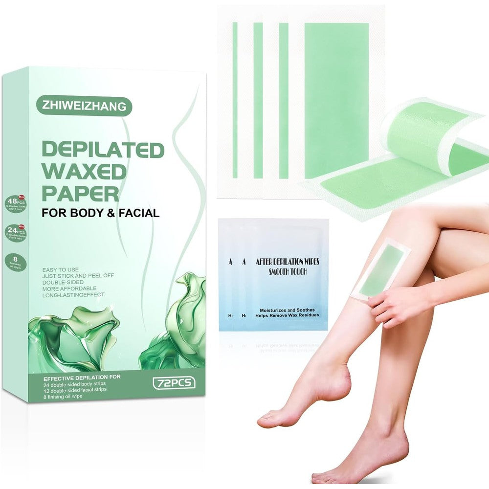 ZHIWEIZHANG seventy-two piece at home hair removal wax strips kit front view showing retail packaging