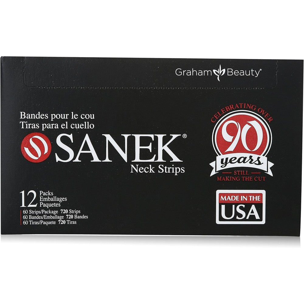 Graham Medical Sanek display neck strips box front view professional barber supply.
