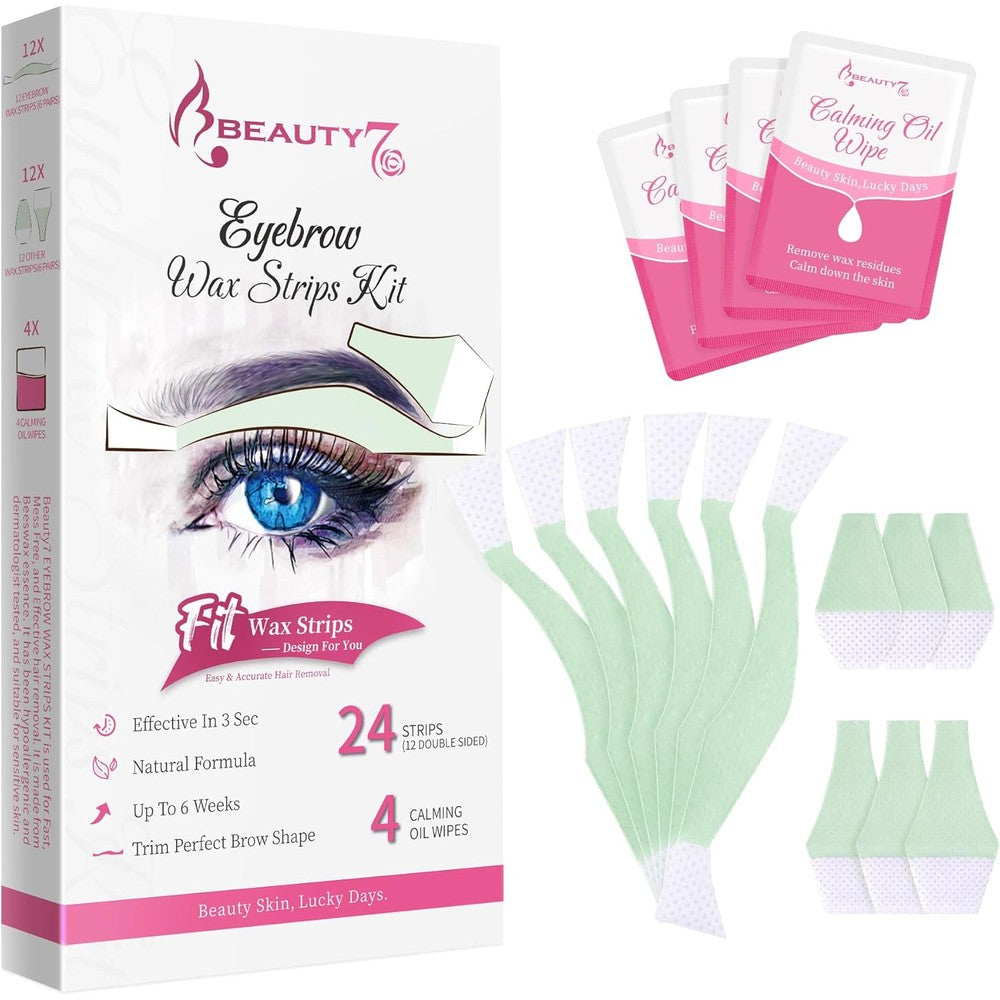 Beauty7 Facial Wax Strips Kit front view packaging for home hair removal