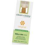 Clean + Easy Original Roll On Wax Small Wax Refill Cartridges front view showing the 3 pack packaging