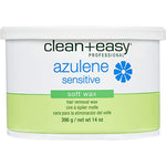 Clean + Easy Azulene Sensitive Soft Wax front view container for salon quality hair removal