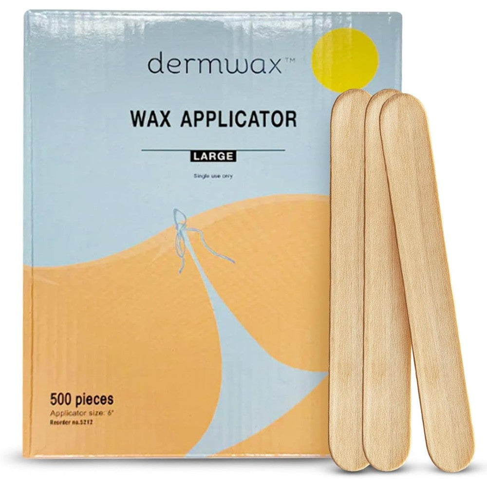 Dermwax large wax applicator box of 500 count front view for body hair removal